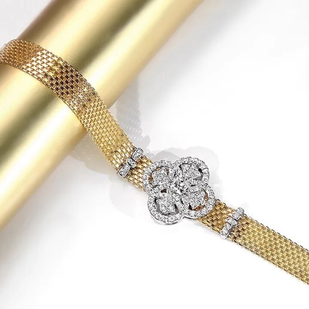 Silver Gold CZ Vintage Style Bracelet - Picture 4 of 6